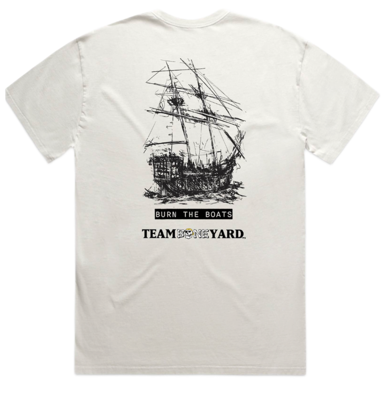 Team Boneyard - Burn the Boats - Heavyweight Tee in "Bone"