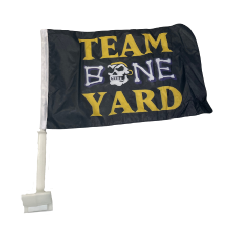 Team Boneyard 18 inch x 12 inch Black Two-Sided Car Flag