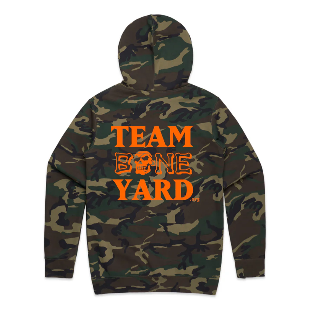 Team Boneyard - Camo / Blaze Orange Stacked Logo Hoodie (Regular Fit)