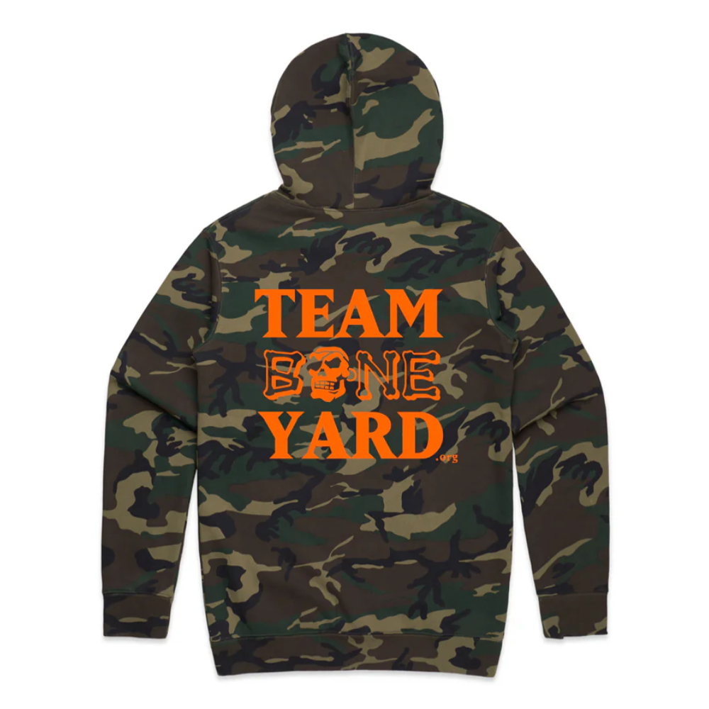 Team Boneyard - Camo / Blaze Orange Stacked Logo Hoodie (Regular